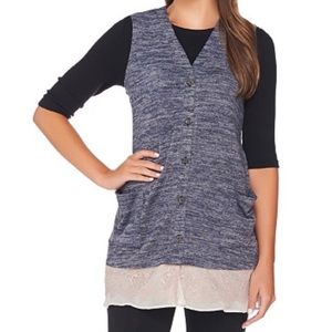 LOGO Lori Goldstein Cardigan Sweater Vest Size M